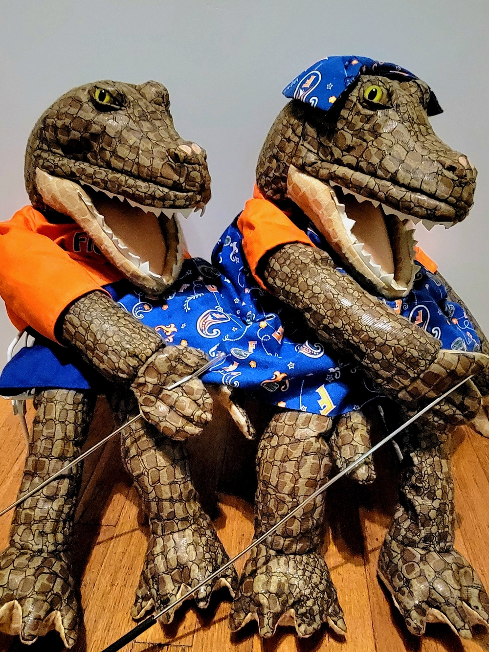 Pair of Florida Gators Puppets. Male and Female.